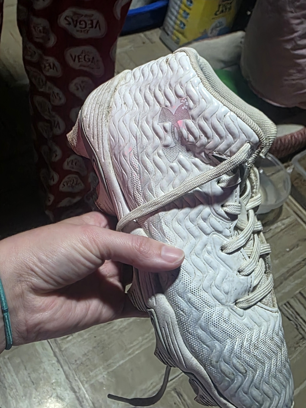 Under Armour Kids White Athletic Sneakers with Subtle Pink Logo